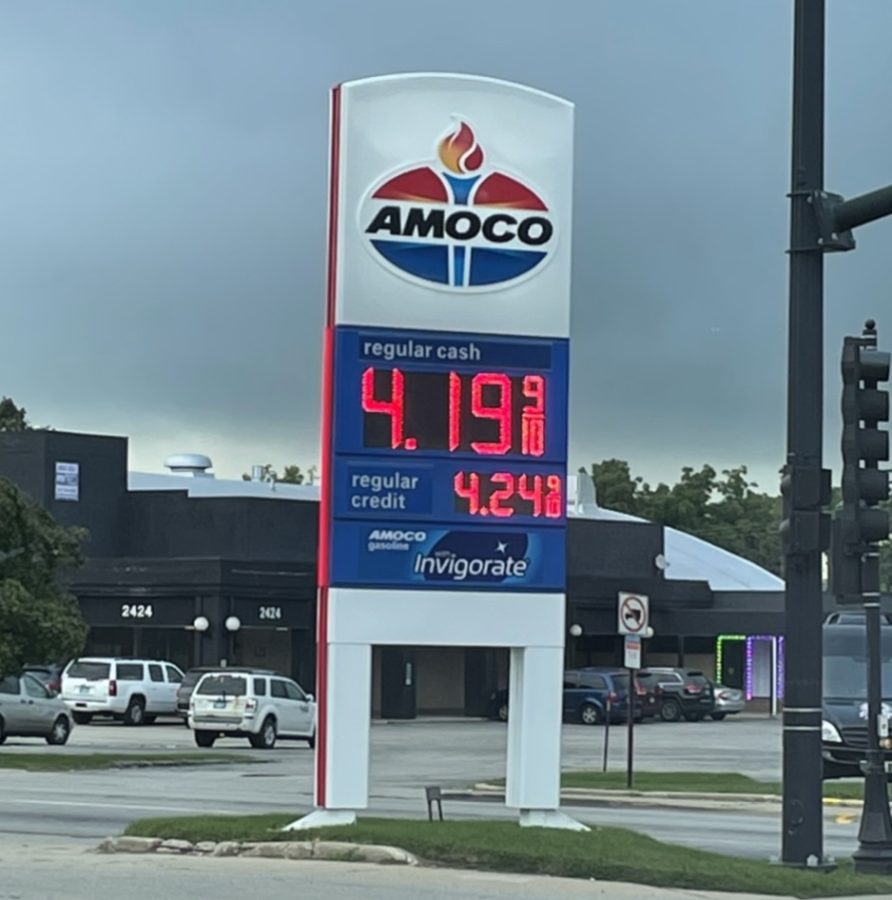 A+photograph+of+a+gas+stations+price+sign.+The+cheapest+available+is+%244.19+a+gallon.