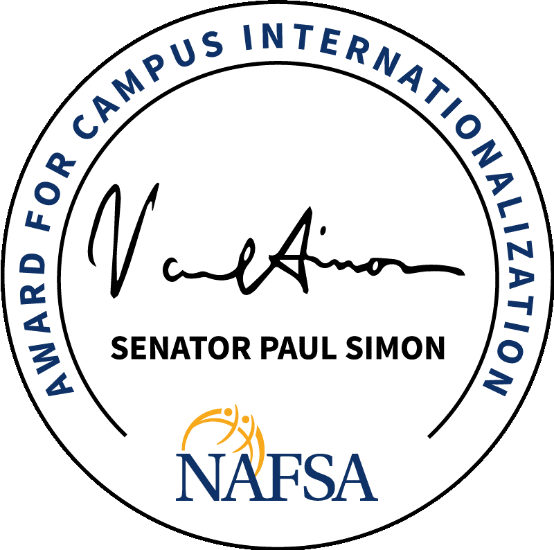 A logo signed by senator Paul Simon. This is an award for campus internationalization.