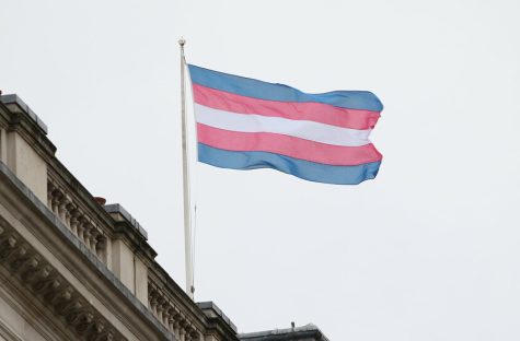 The transgender pride flag represents male, female, and the transtition between the two, as well as those who fall between male and female.