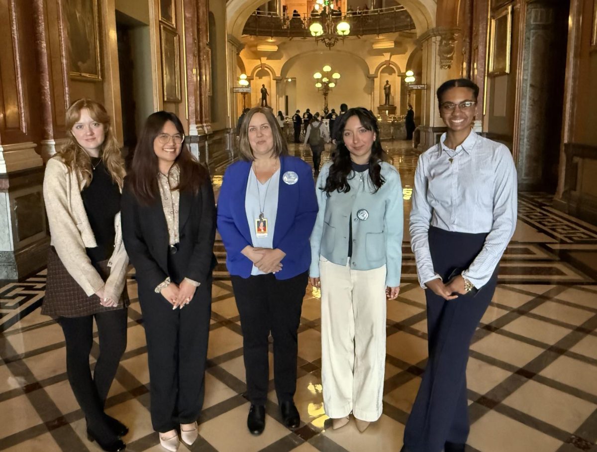 SGA members with a state representatives at lobby 