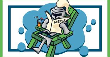 Lance reading a newspaper